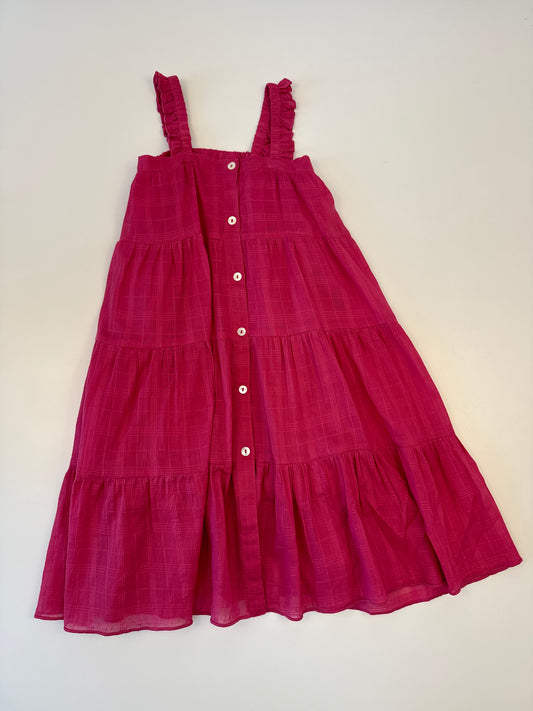 Magenta Tiered Button Down Dress