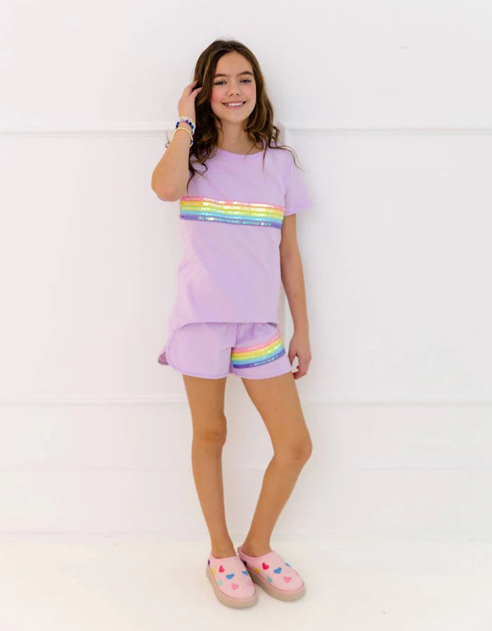 Rainbow Sequin Short Set