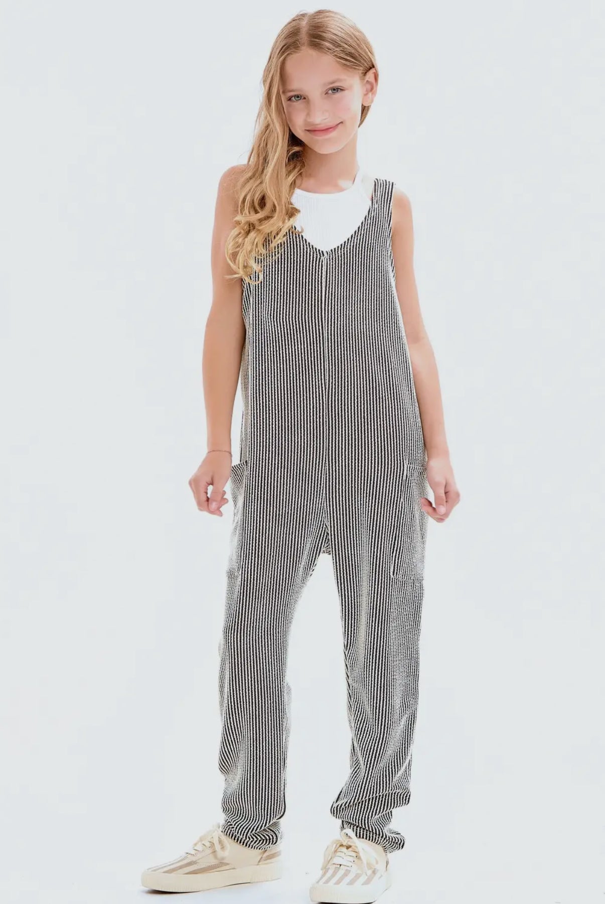 Ribbed Jumpsuit-BLK WHT