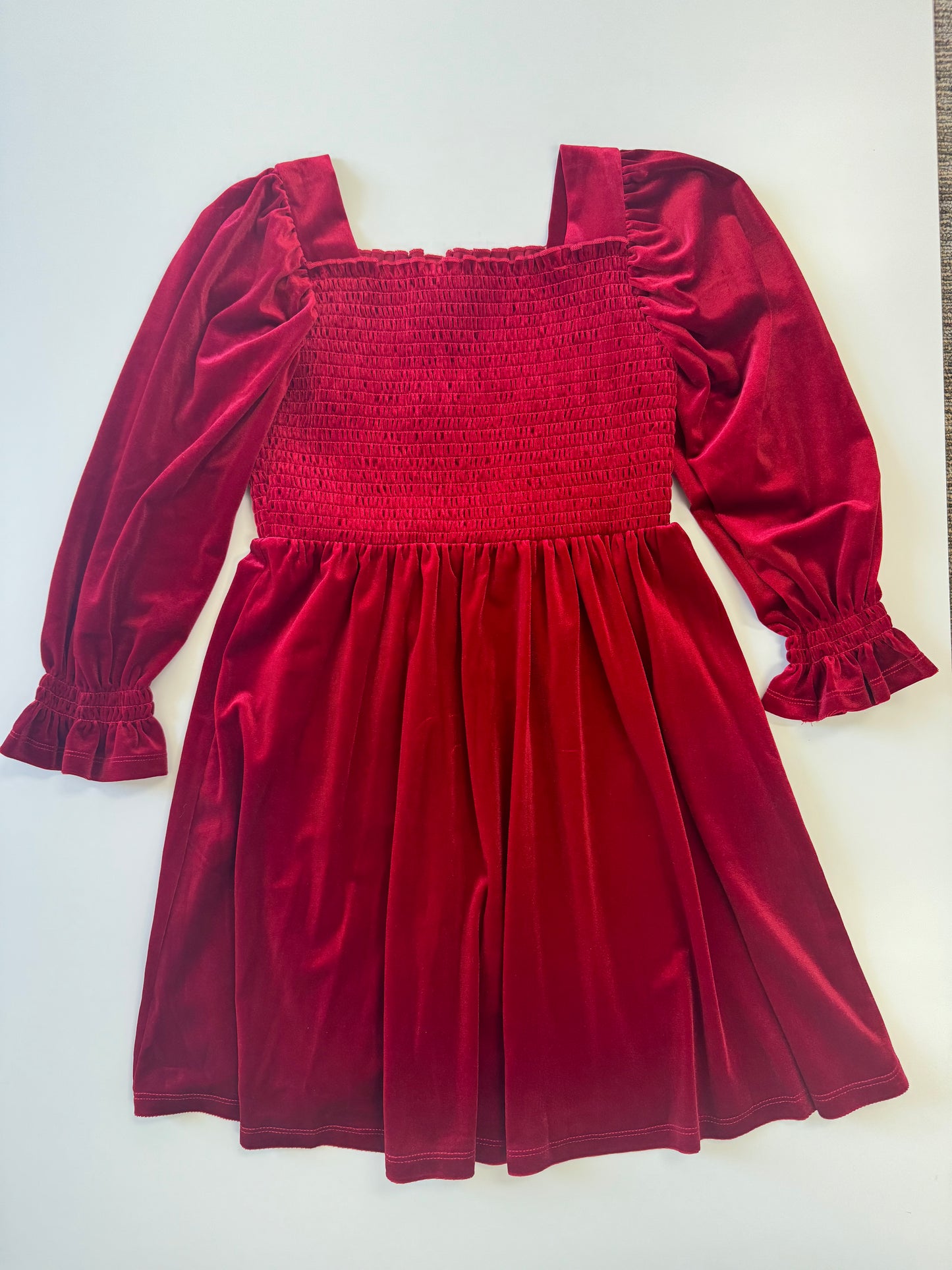 Red Velvet Gathered Dress