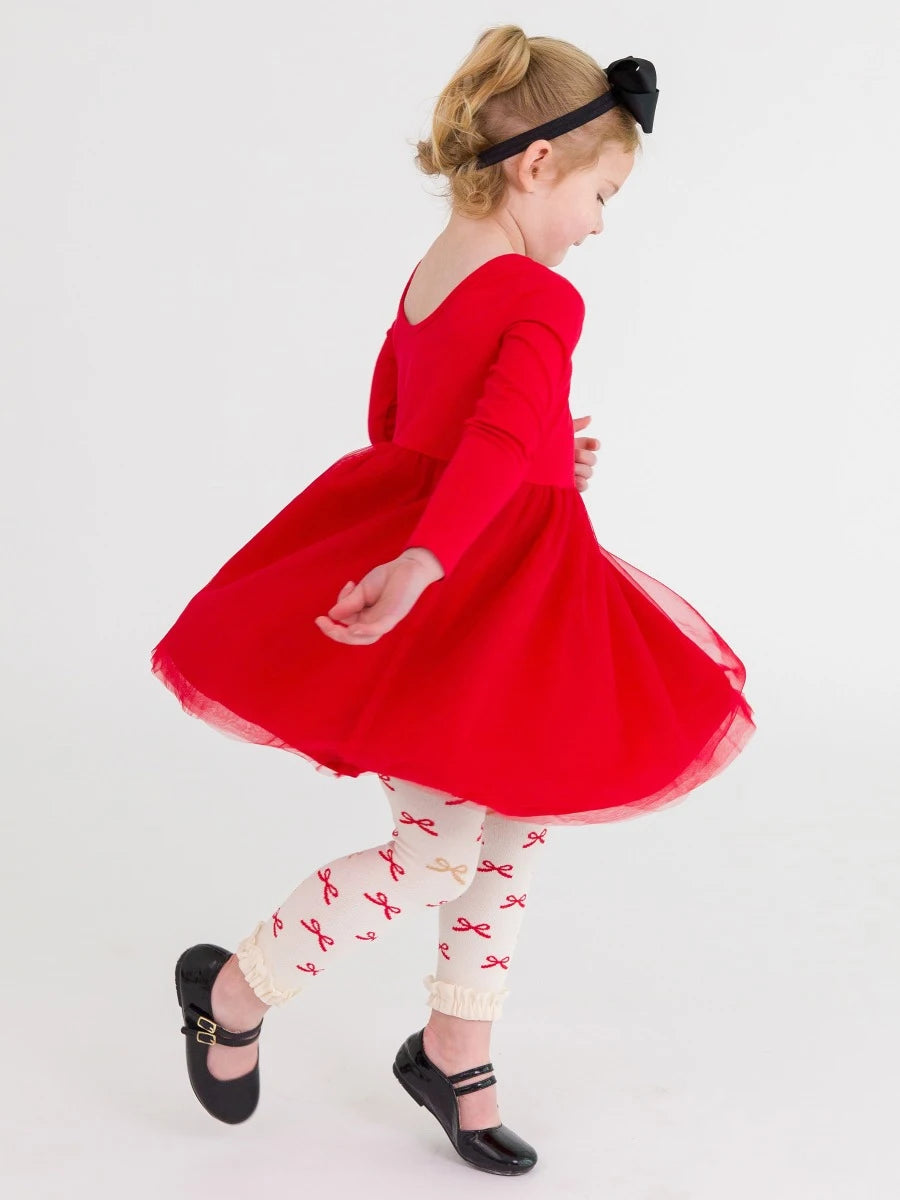 Red L/S Tulle Twirl Dress