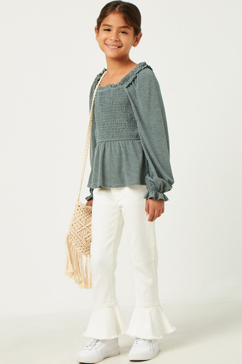 Ruffle Shoulder Square Neck Top