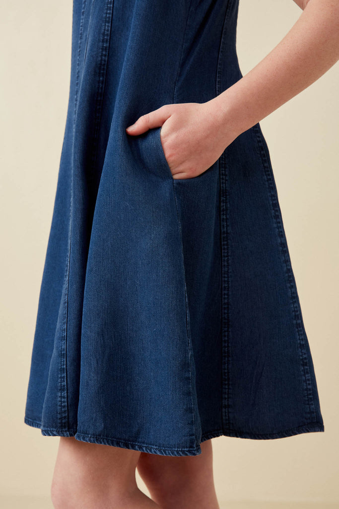 Stitch Detail Denim Tencel Dress