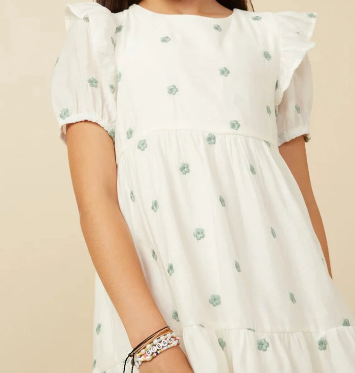 White Dress w/Green Daisy