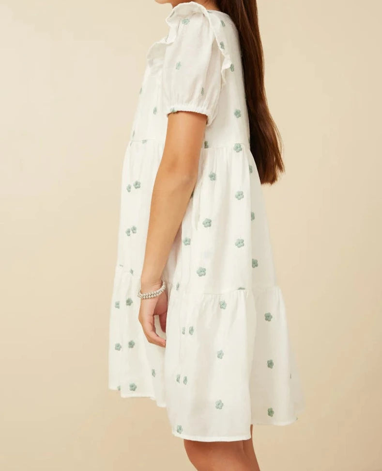 White Dress w/Green Daisy