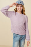 Rib Mock Neck Top-Lavender