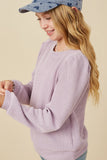 Rib Mock Neck Top-Lavender