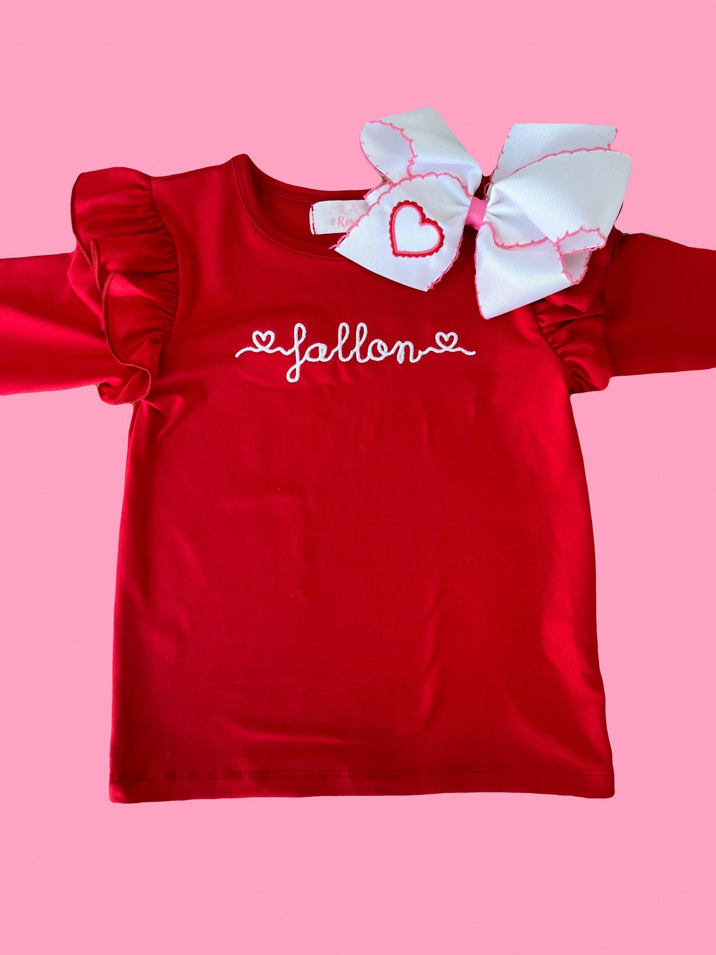 Red L/S Ruffle Tee