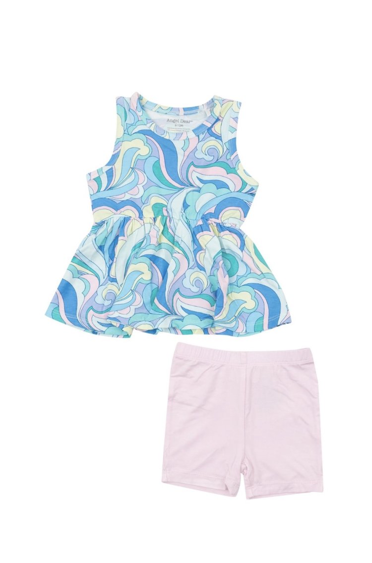 Swirls Peplum Tank Top & Biker Short