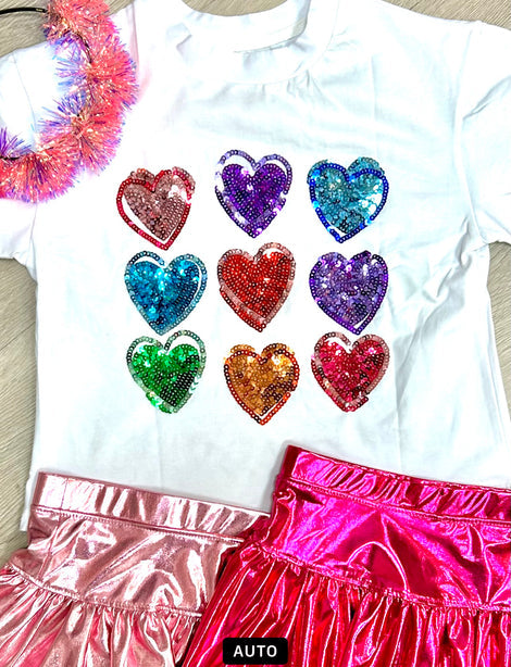 Sequin Hearts Boxy Tee