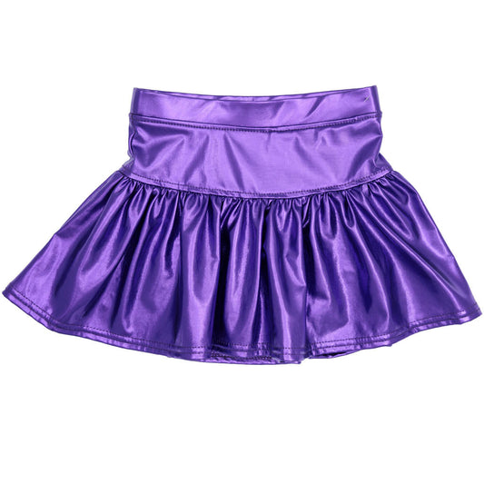 Metallic Gathered Skort-Purple