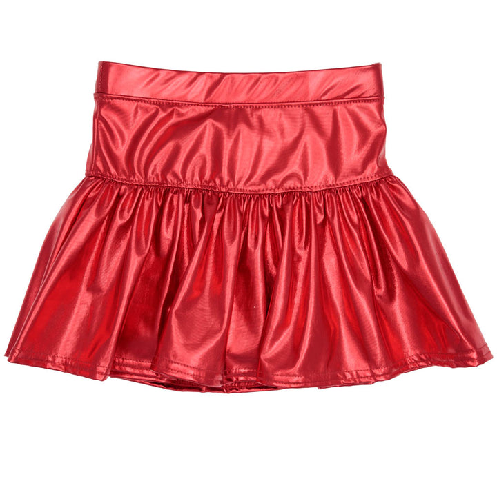 Metallic Gathered Skort-Red