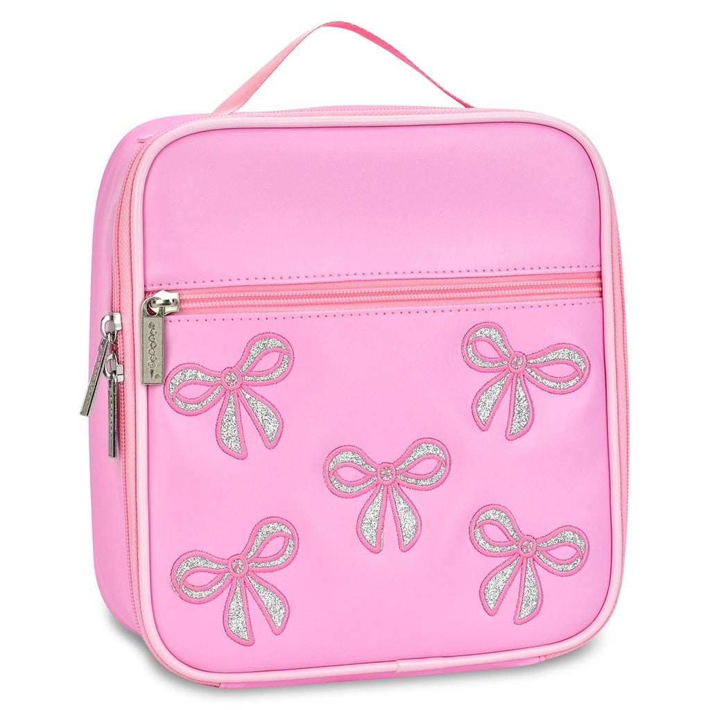 Bows Lunch Tote-Pink Glitter