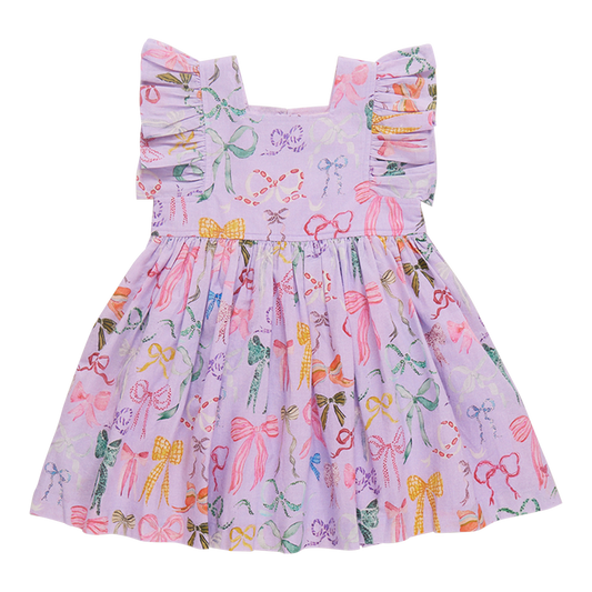 Elsie Dress-Lavender Watercolor Bows