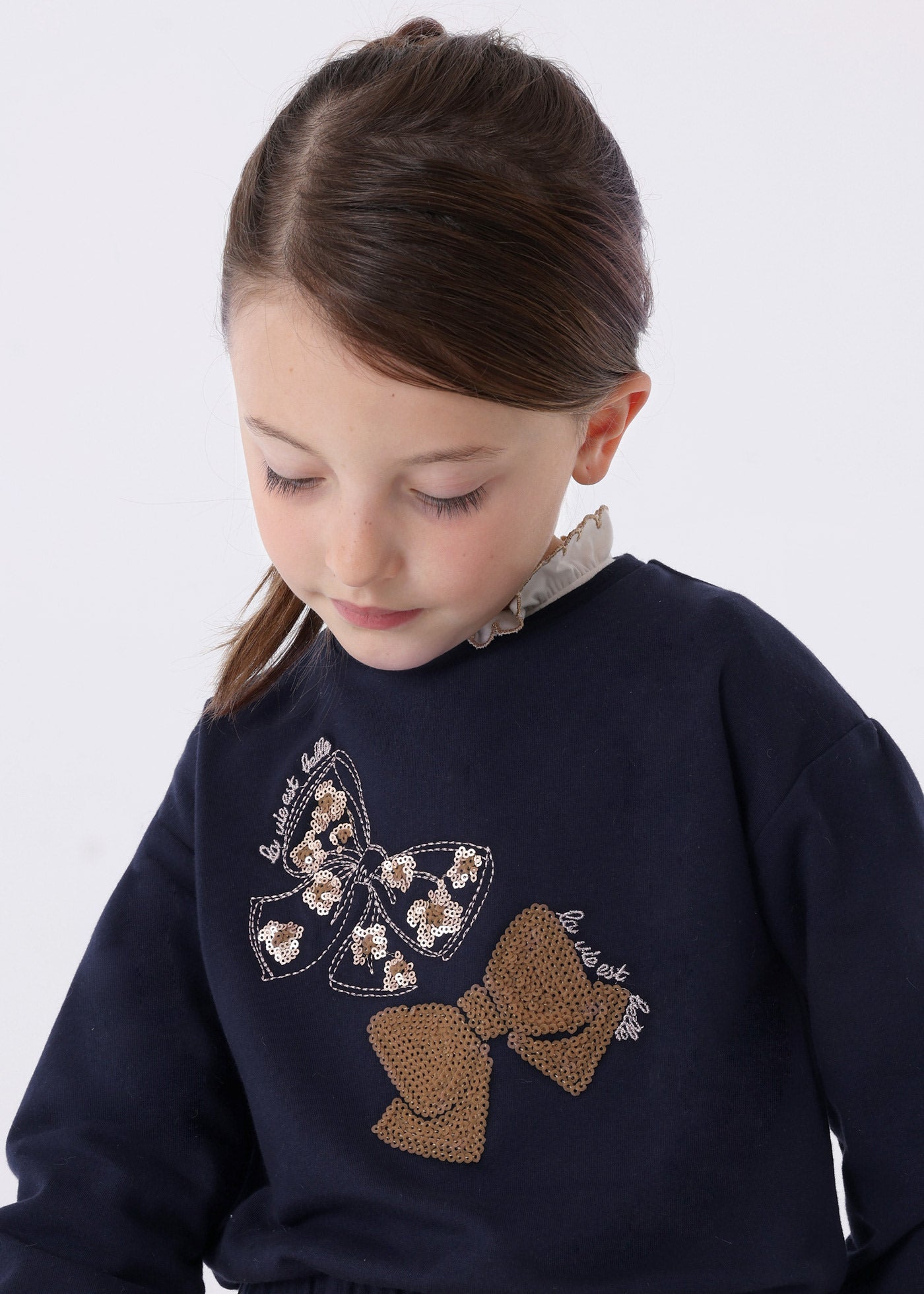 Applique Navy Pullover