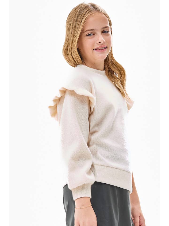 Ruffled Sweater-Cream