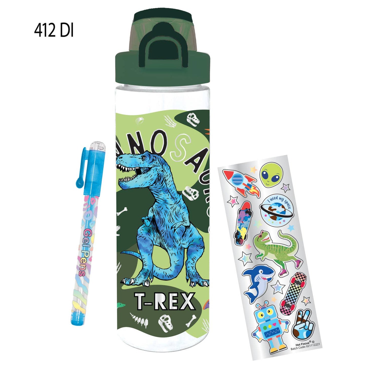 Pop-Open Water Bottle-Dino