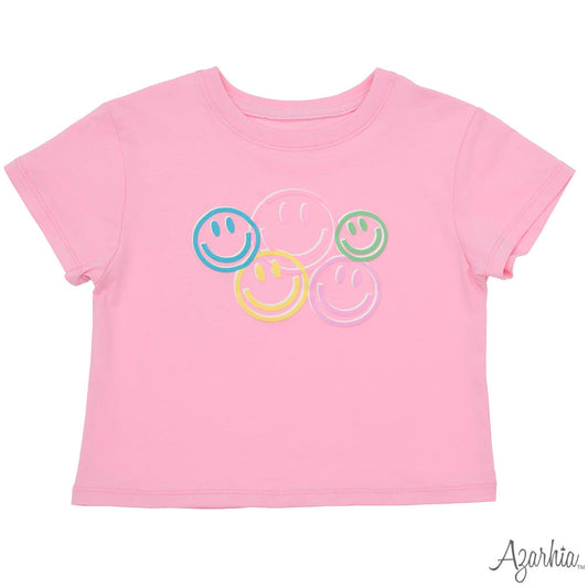 Smiley Face Print on Pink Boxy T