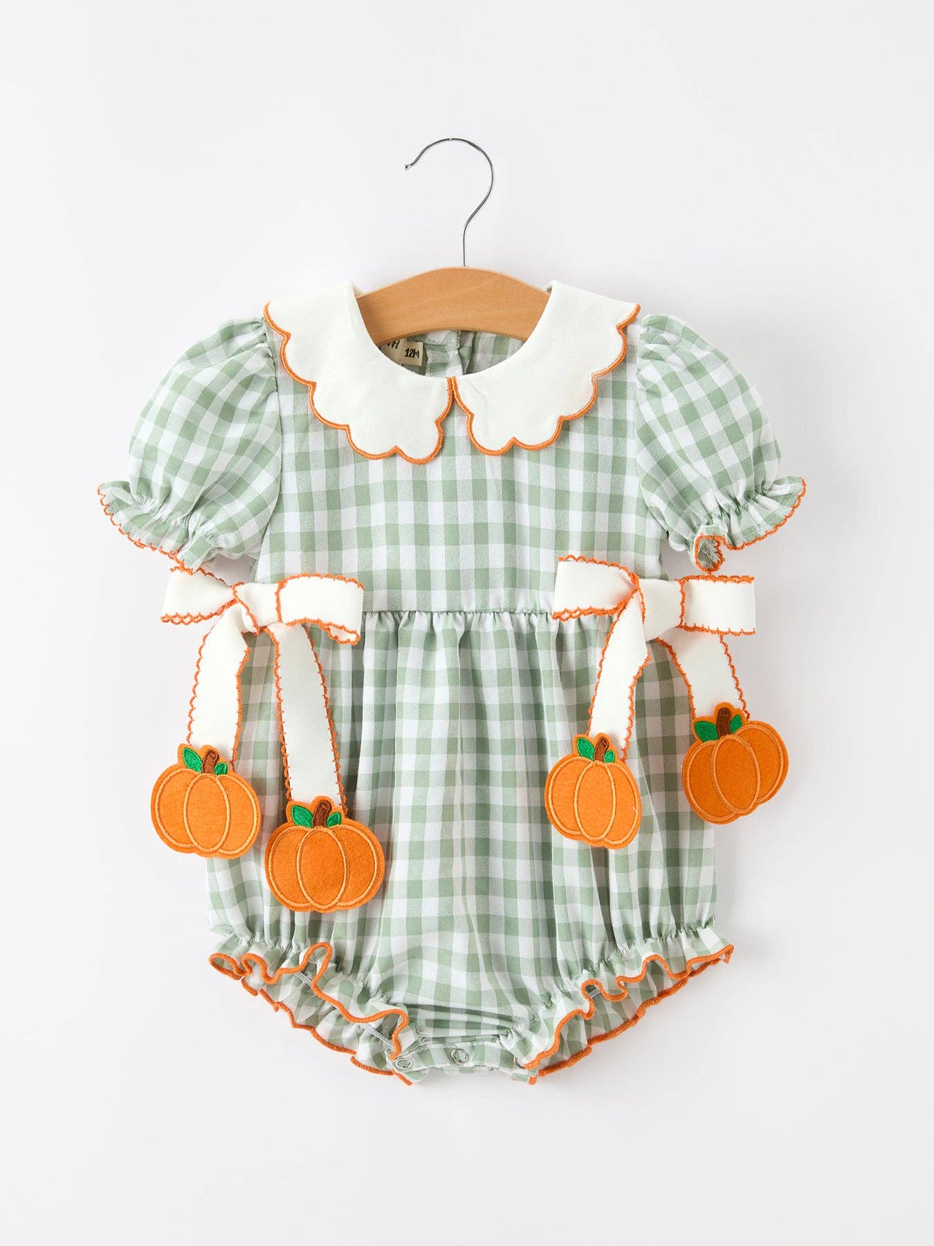 Fall Plaid Pumpkin Bow Romper