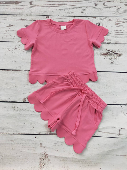 Scallop Short Set-Pink