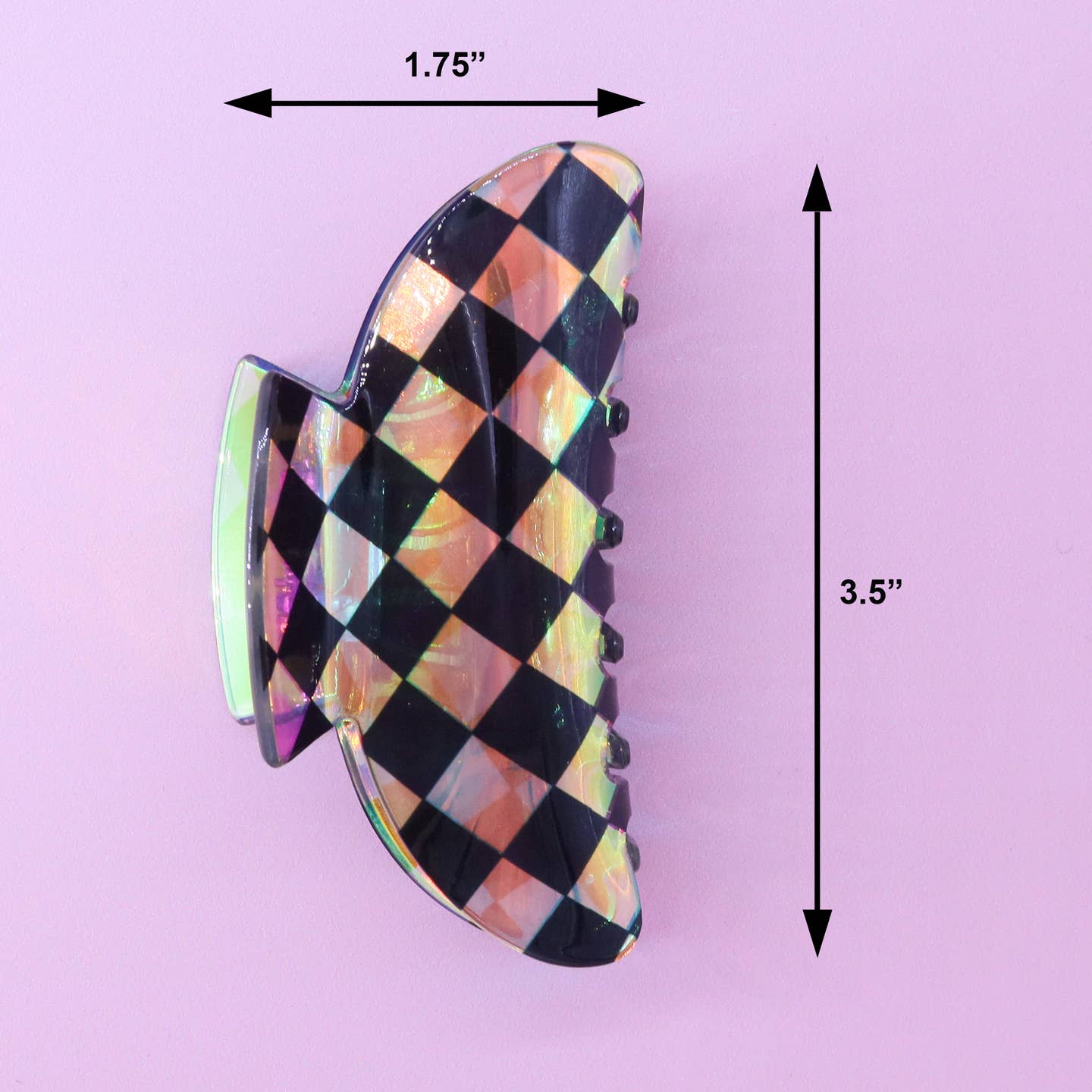 Round Black Checkered Claw Clip