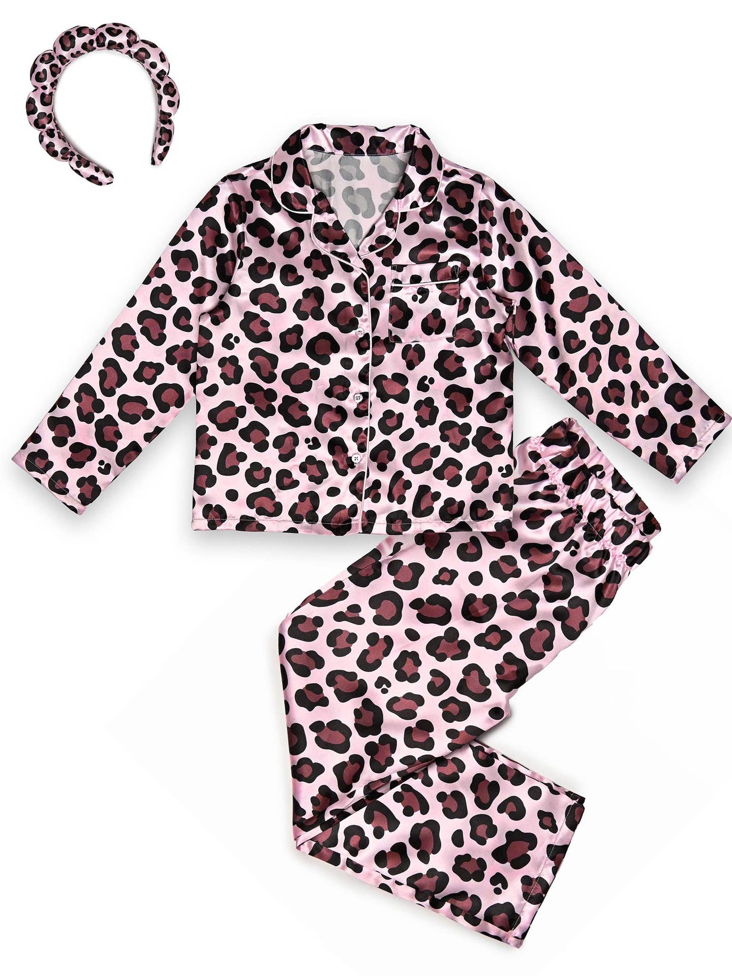 Leopard Satin PJ's with Headband