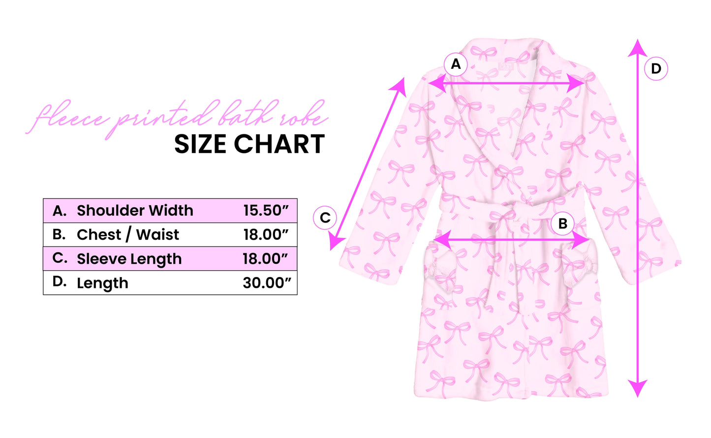 O/S Pink Bow Bathrobe