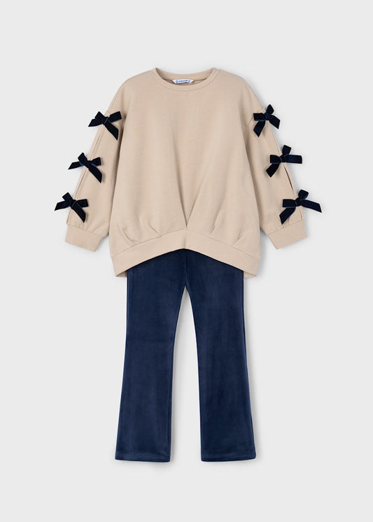 Beige Bow Shirt & Legging