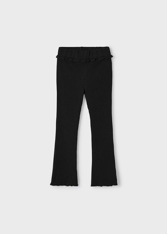 Rib Flare Leggings-Black