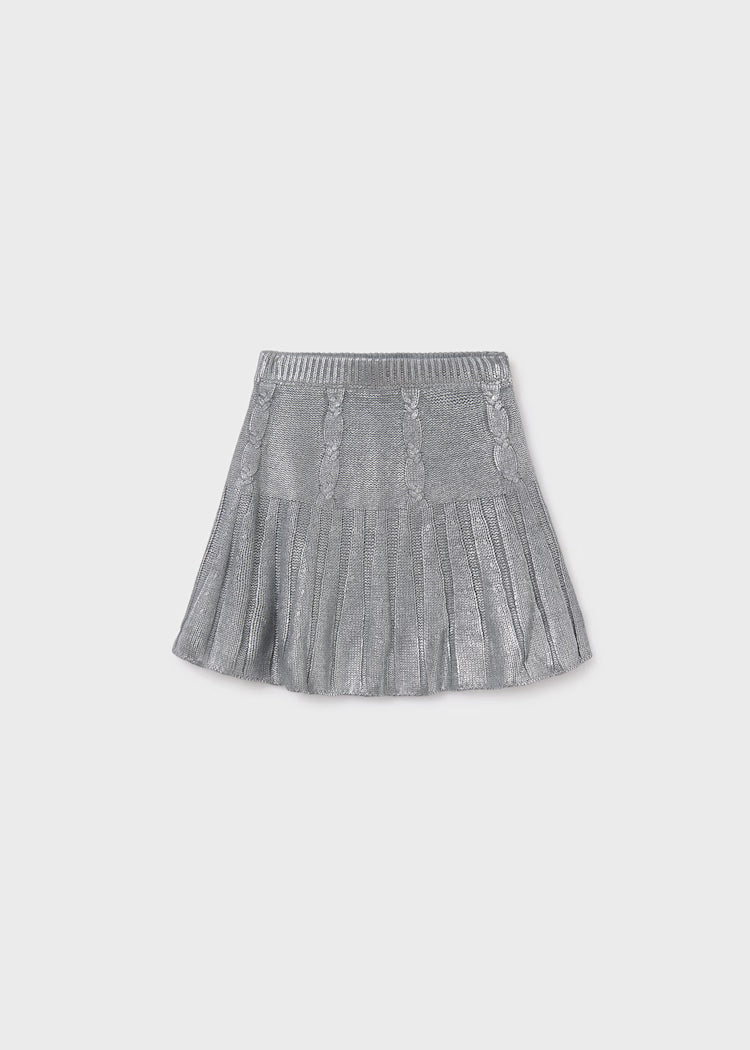 Knit Sweater Skirt-Silver