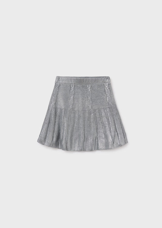 Knit Sweater Skirt-Silver