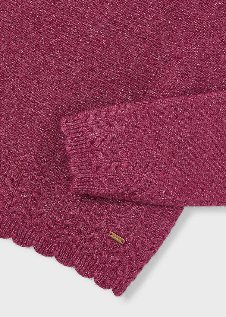 Knitted Shimmer Sweater-Cherry