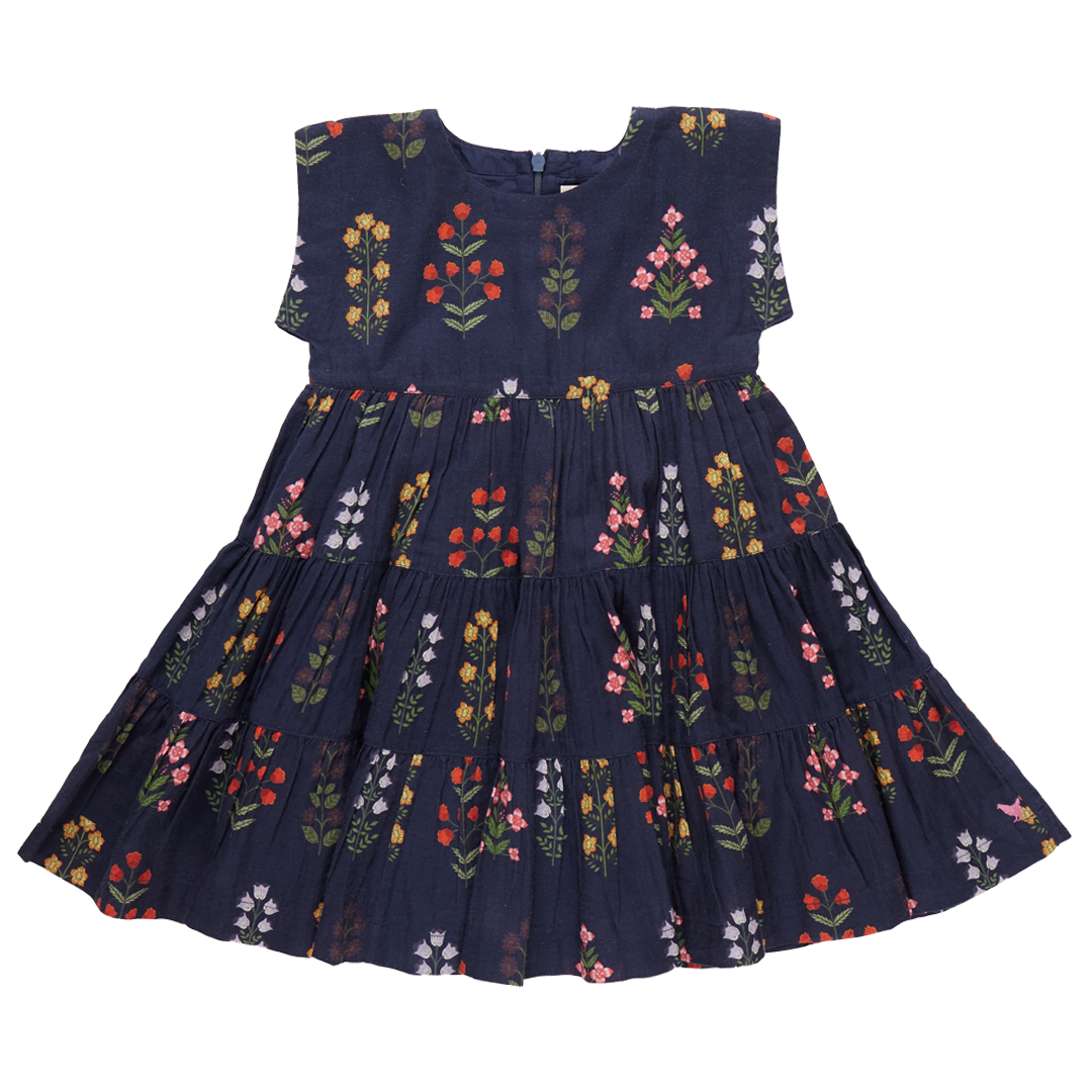 Peachy Dress - Navy Field Floral