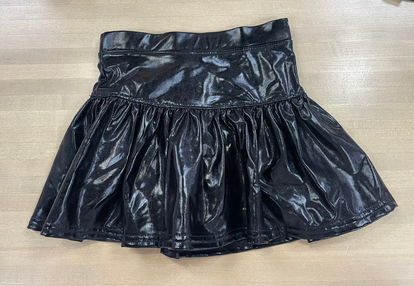 Metallic Gathered Skort-Black