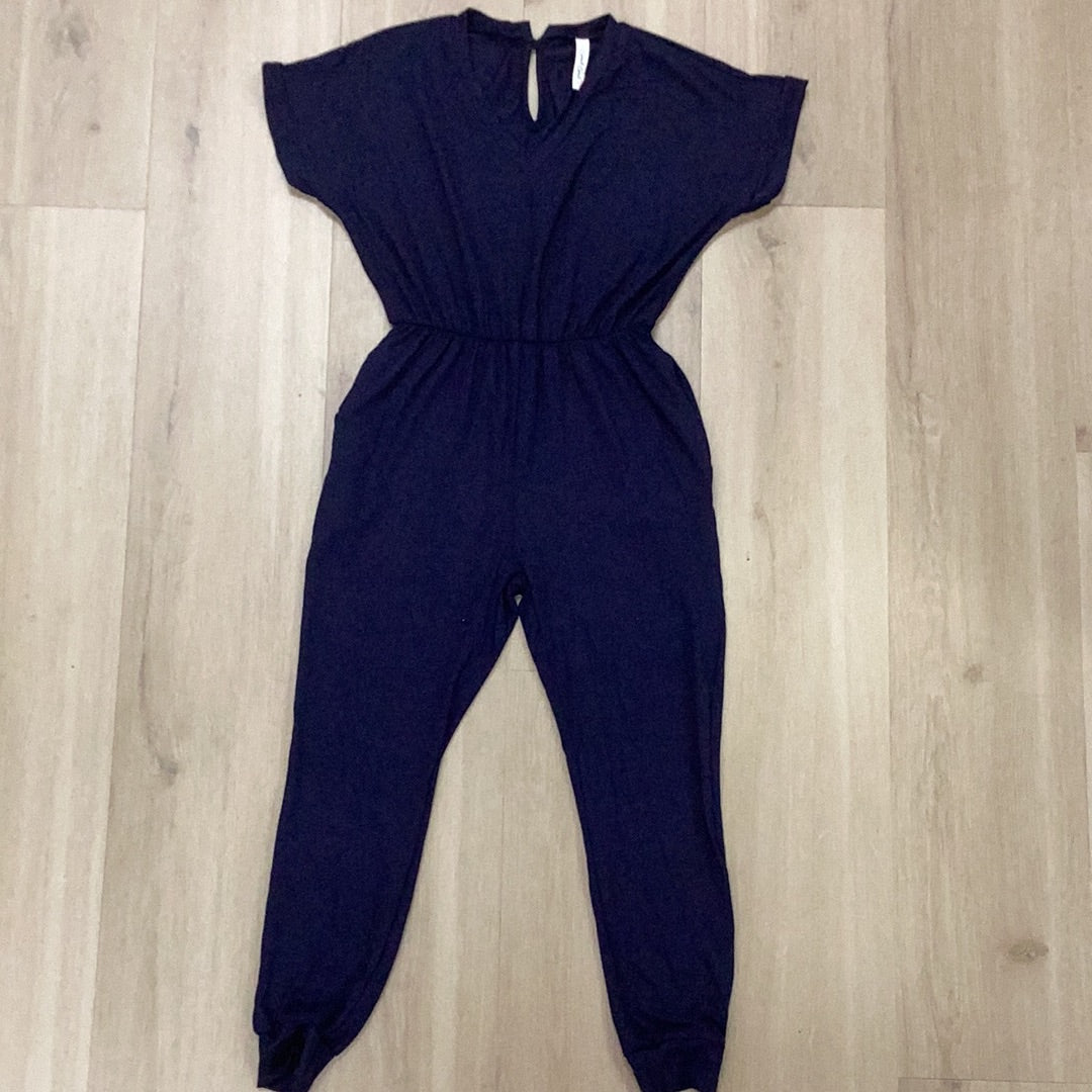 Navy V-Neck Jumpsuit