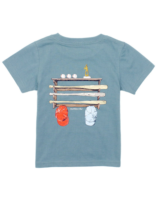 Bat Rack Tee-Steel Blue