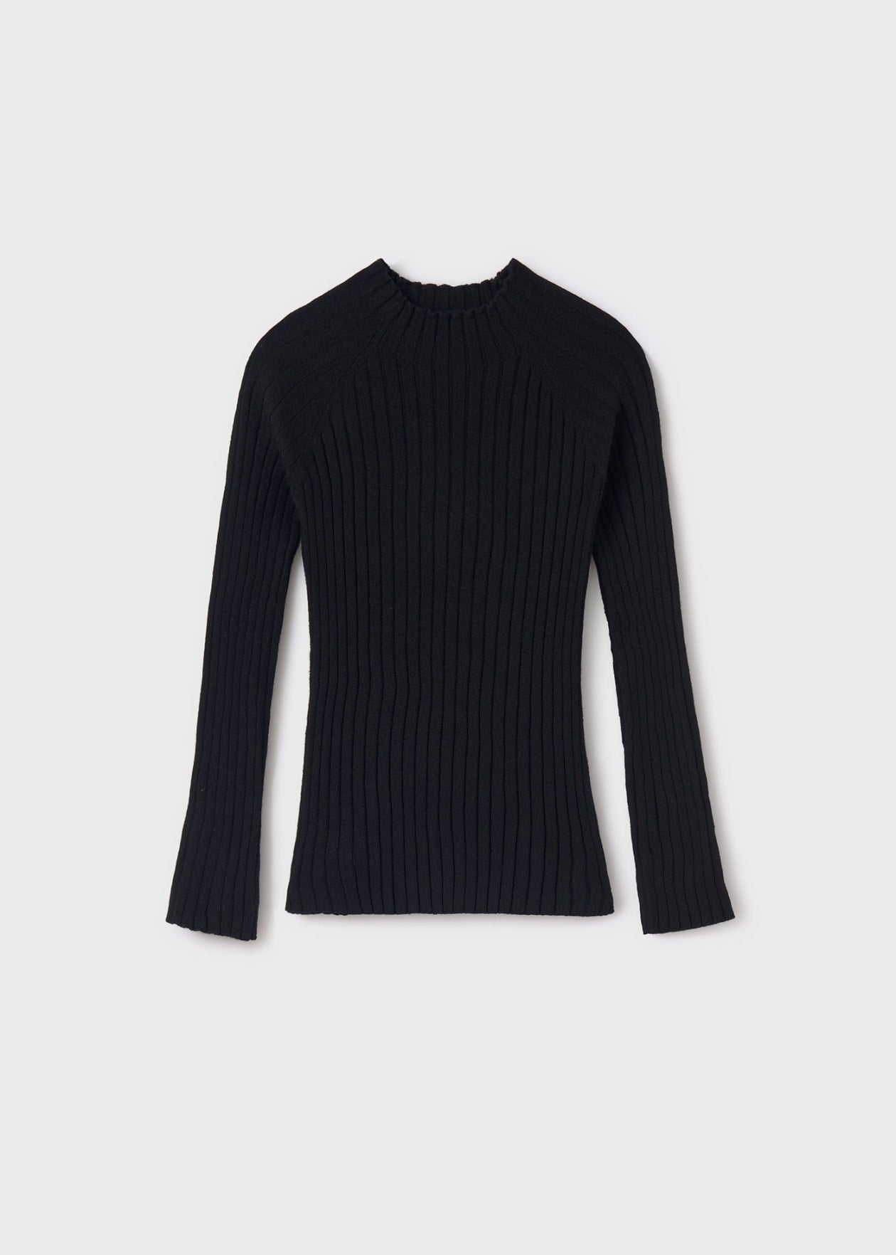 Rib Mockneck Sweater-Black