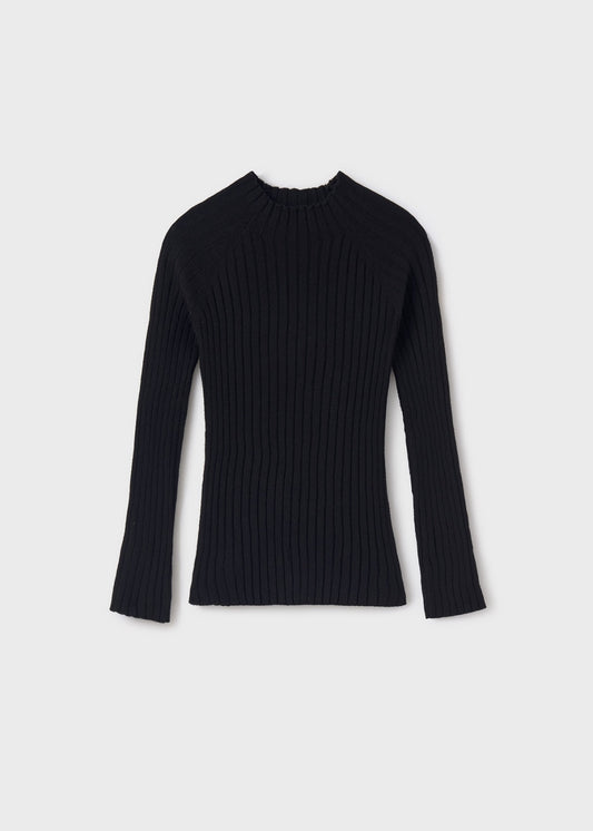 Rib Mockneck Sweater-Black