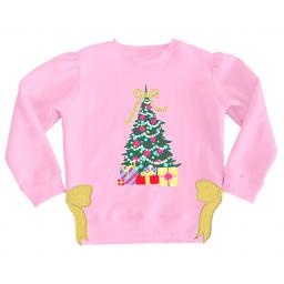 Glitter Tree Sweatshirt-Pink Holly