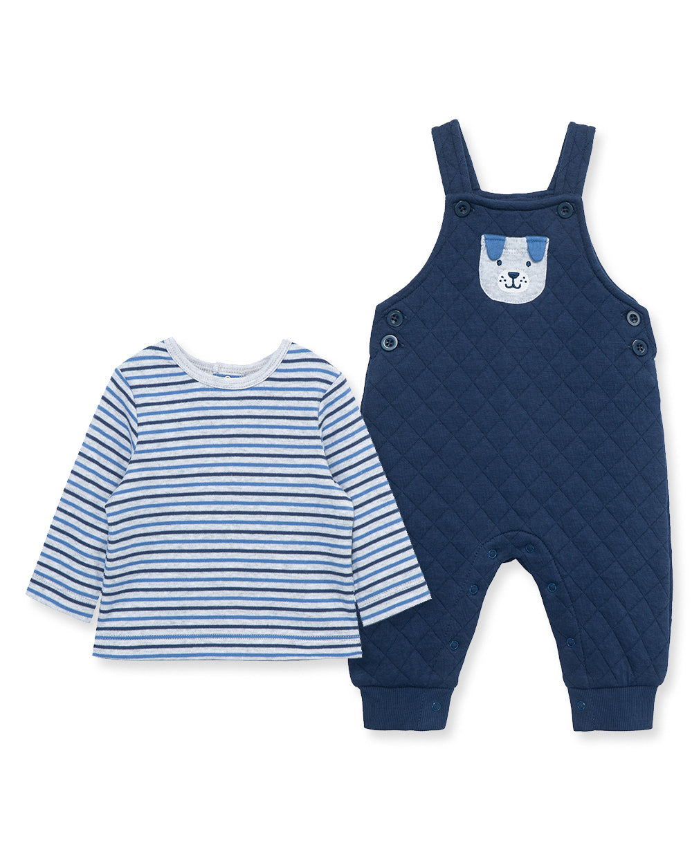 Puppy Stripe Overall Set