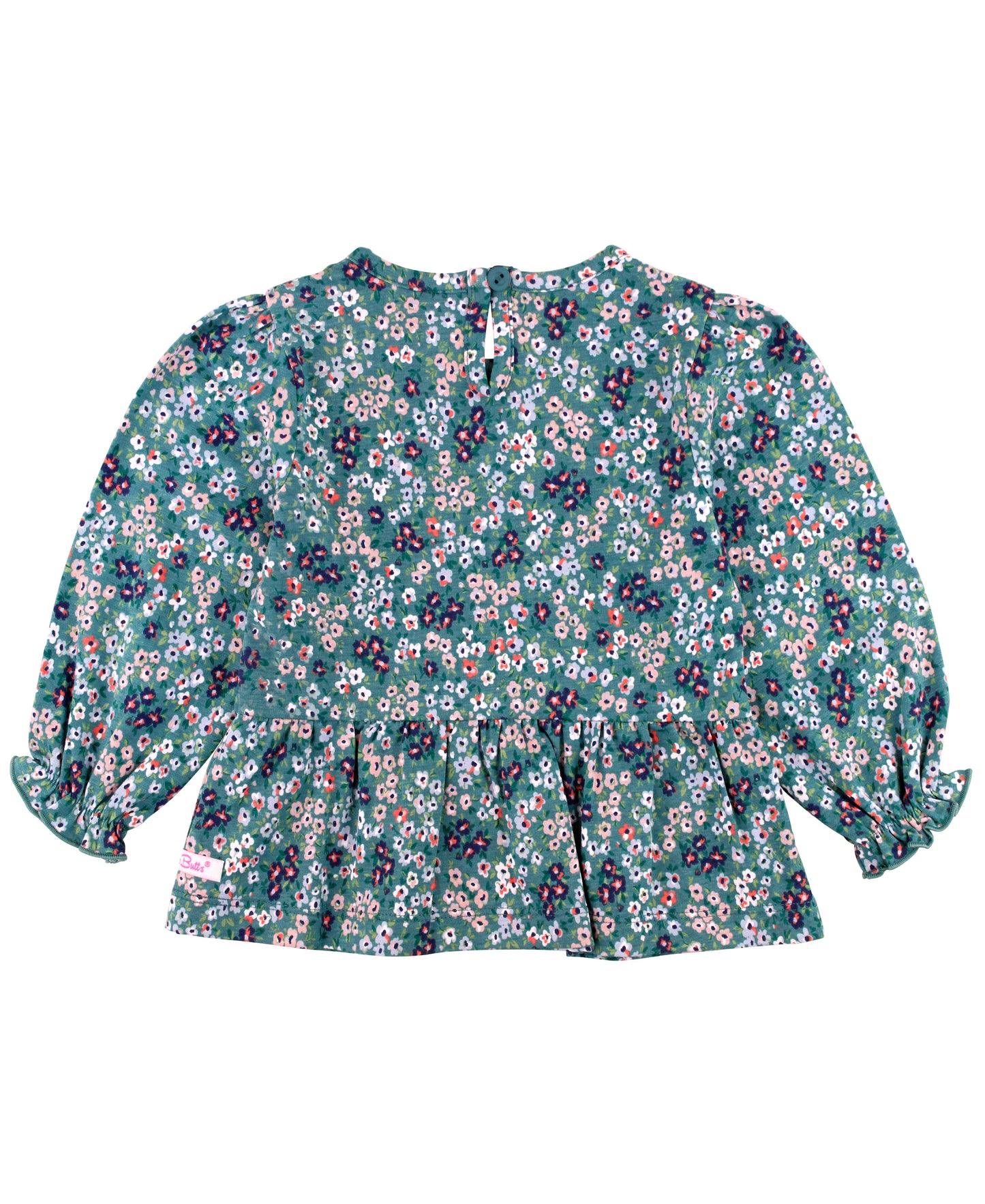 Knit Puff L/S Peplum Top-Meadow