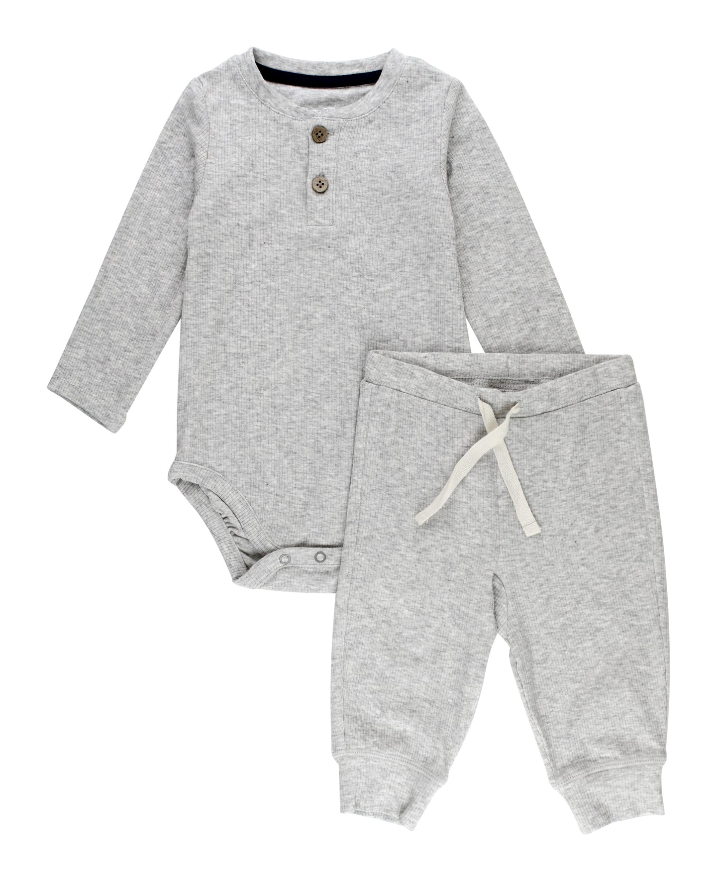 Rib Knit Henley Jogger Set