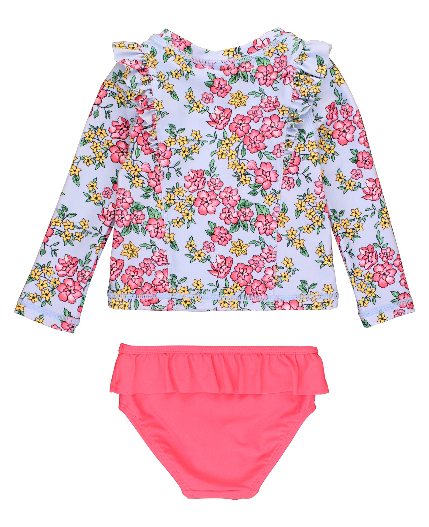 Cheerful Blossoms Princess Seam Ruffle Rash Guard Set