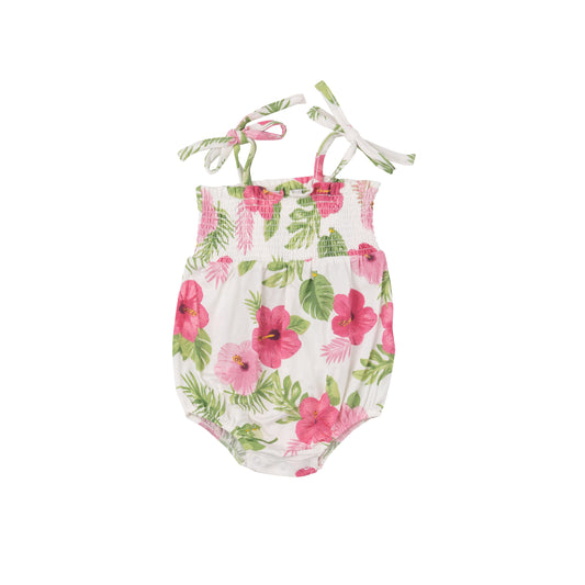 Hibiscus Tie-Strap Smocked Bubble