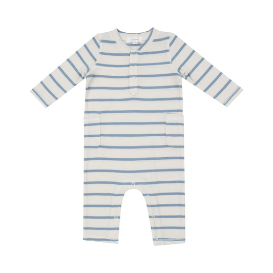 Ribbed Stripe Romper-Glacier Lake