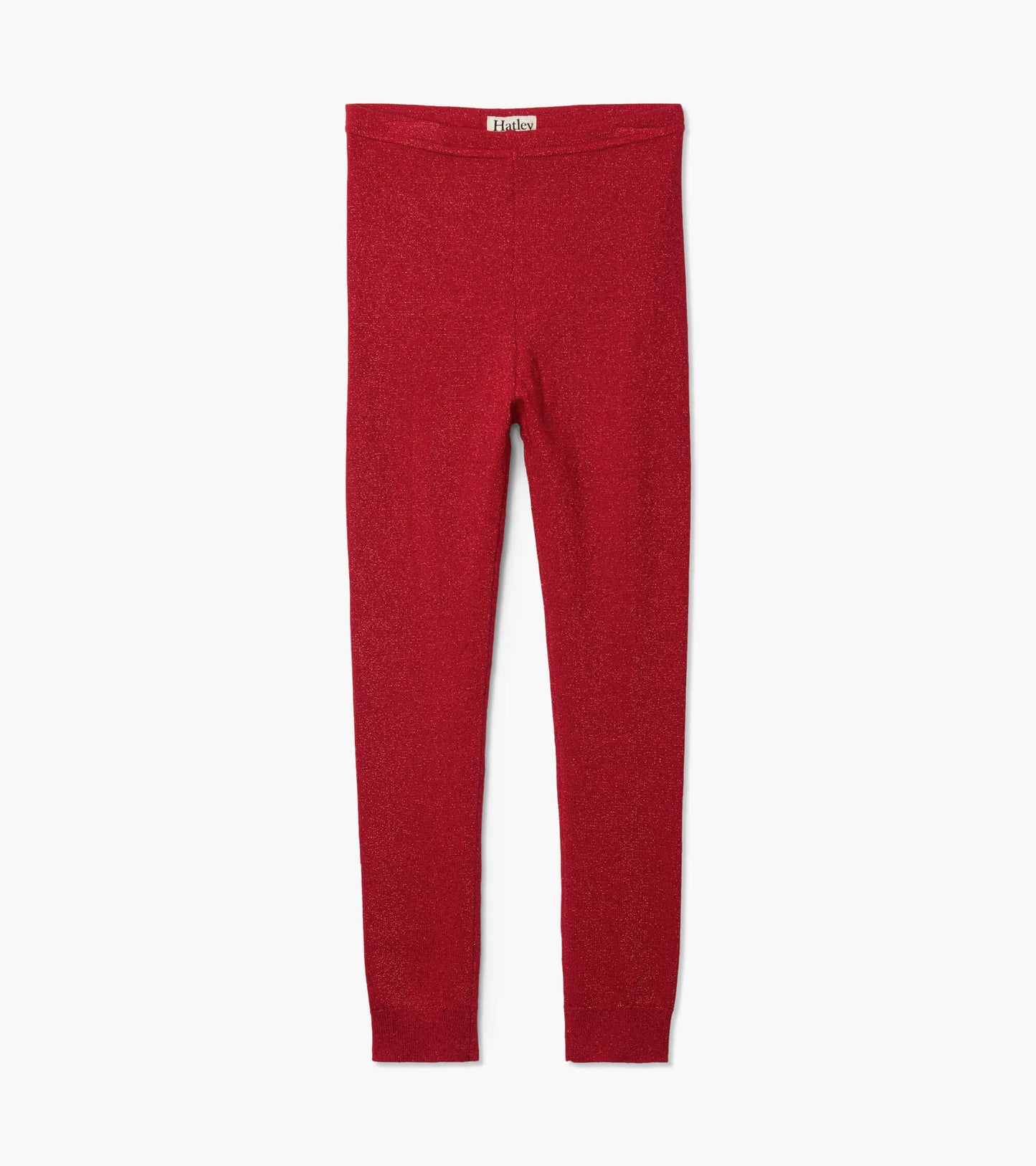 Red Shimmer Cable Knit Leggings