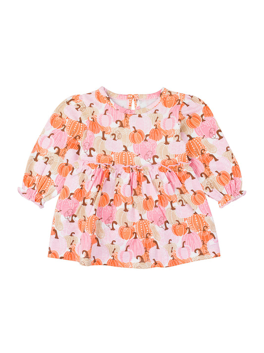 Skirted Romper - Pink Pumpkin Patch