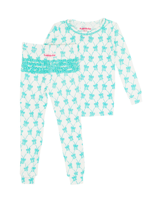 Teal Fairytale Bows Long Sleeve PJ Set