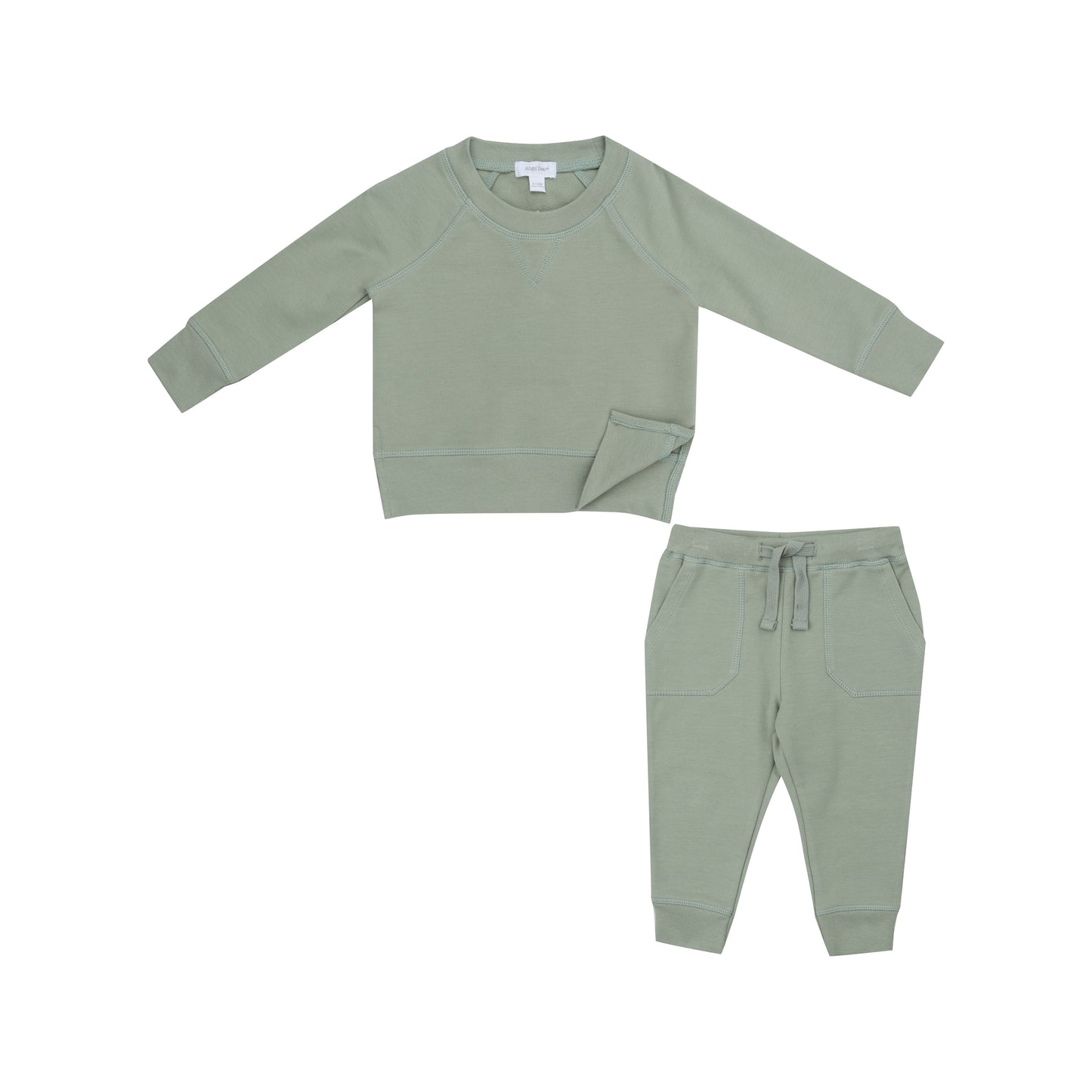 French Terry Raglan Sweatshirt and Jog Set-Sage