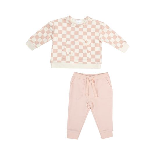 Checkerboard Daisy Sweatshirt & Jogger